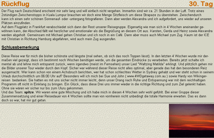 Bericht 30.Tag
